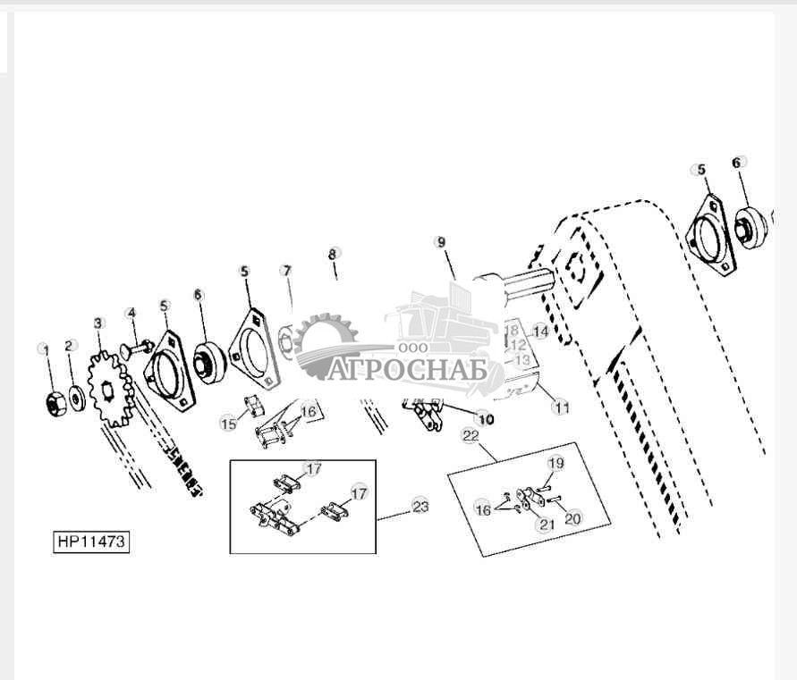 TAILINGS ELEVATOR CONVEYOR CHAIN, SPROCKETS AND BEARINGS 